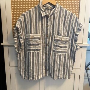 Blue & White Button-Up Shirt